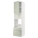 METOD kitchen unit in green with white combo: tall, white frame, green panels, drawers, adjustable shelf.
