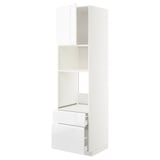 METOD white kitchen unit with drawers and shelves, high gloss finish.