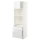 White high gloss kitchen cabinet with pull-out drawers and adjustable shelves.