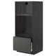Modern dark grey kitchen cabinet with drawer & shelves.