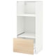 METOD kitchen unit: white with light wooden drawer. Tall, rectangular shape with adjustable shelf inside.