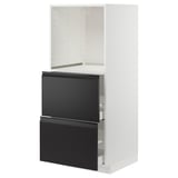 METOD kitchen unit with matte black drawers, sleek design.