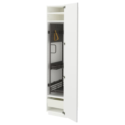 METOD kitchen cabinet. White, rectangular, modern design. Shelves, drawers, and adjustable compartments.