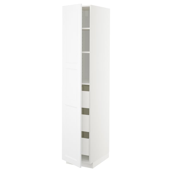 METOD white kitchen cabinet, sleek design with adjustable shelves, includes drawer.