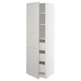White METOD kitchen cabinet with open door, bevelled edges.