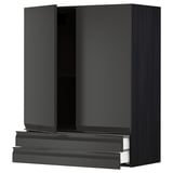 An ikea METOD kitchen unit in matte black with a modern, sleek design. It has two doors, a drawer, and a shelf, all made with durable materials.