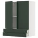 An ikea METOD wall cabinet in dark green with two drawers and two doors. Modern and functional design.