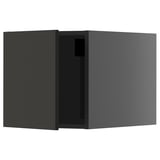 Modern black kitchen cabinet, sleek rectangular design, durable particleboard, minimalist style.