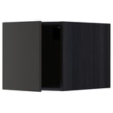 Black METOD kitchen cabinet, modern design, dark wood effect, rectangular shape, top hinge.