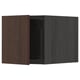 An open dark brown METOD kitchen cabinet with wooden edges and oak veneer on the door. It has hinges on the right side and a boxy rectangular shape.