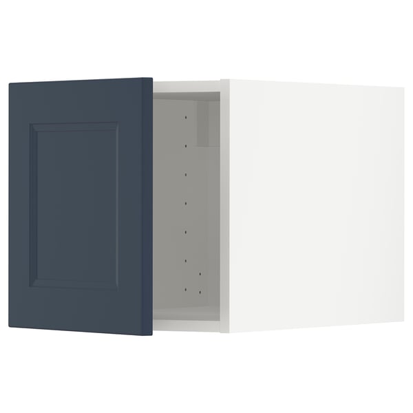 Ikea METOD kitchen cabinet in blue with recessed panel design.