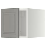 A grey METOD kitchen cabinet with a beveled edge door, featuring a panel design.