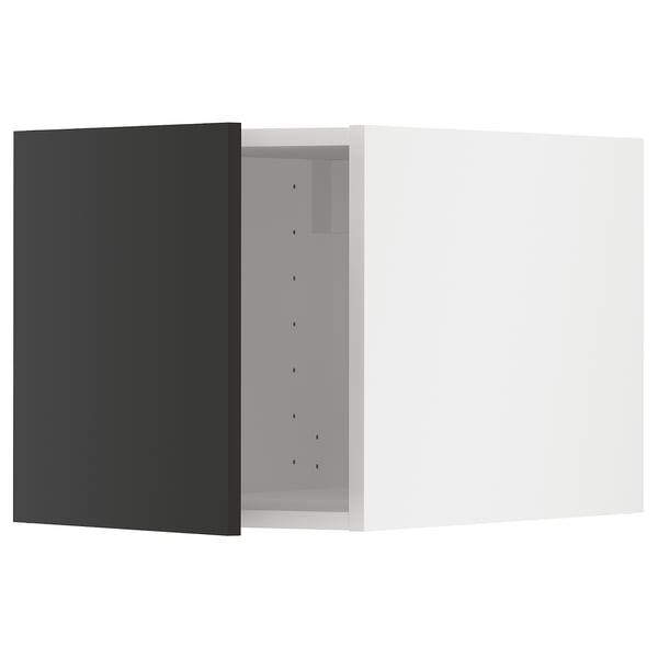 Modern kitchen unit: black METOD cabinet, rectangular, with metallic hinges.
