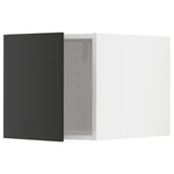 Modern kitchen unit: black METOD cabinet, rectangular, with metallic hinges.