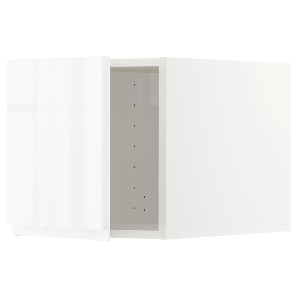 METOD white gloss kitchen unit, modern, rectangular, sleek design, with integrated handles.