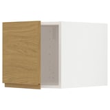 Open wooden kitchen cabinet, showing interior drawers. Brown, rectangular, minimalist.