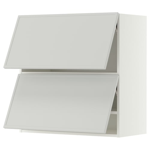 METOD Wall cabinet horizontal w 2 doors, white/Aspudden light grey, 80x80 cm