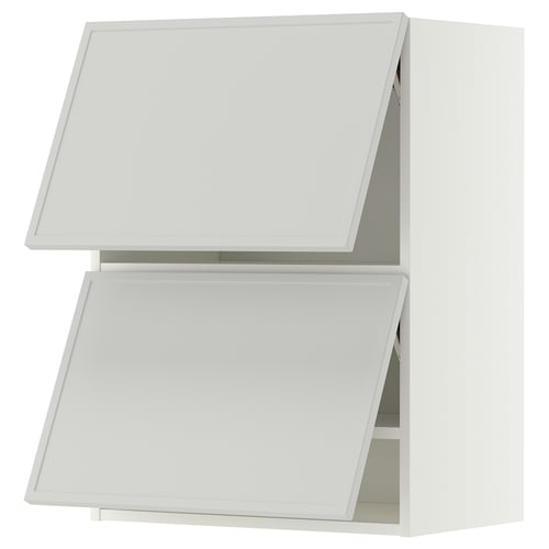 METOD Wall cabinet horizontal w 2 doors, white/Aspudden light grey, 60x80 cm