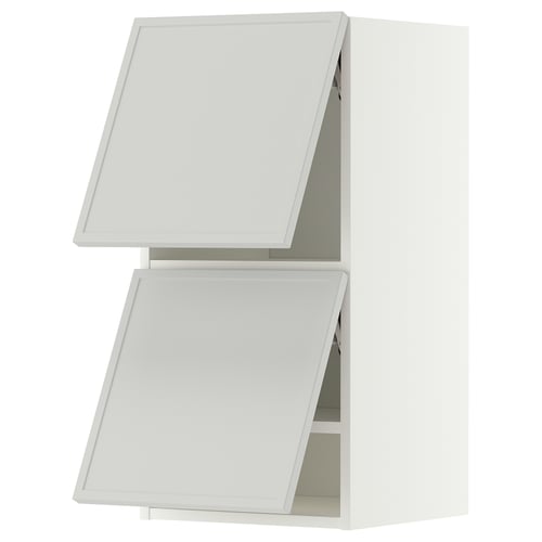 METOD Wall cabinet horizontal w 2 doors, white/Aspudden light grey, 40x80 cm