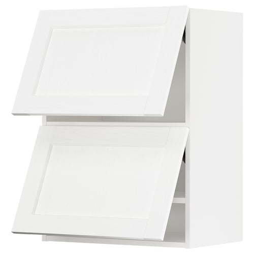 White METOD kitchen cabinet with double doors. Square design, flat panel, classic style.
