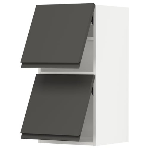 Black METOD cabinet with angled doors.