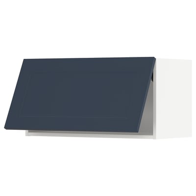 A dark blue kitchen cabinet door, part of the METOD system. It’s modern, rectangular, with a sleek design and smooth surface.