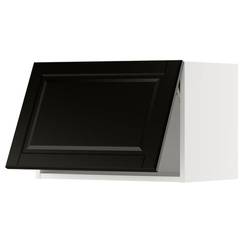 Black kitchen cabinet with bevelled edges, part of the METOD system.