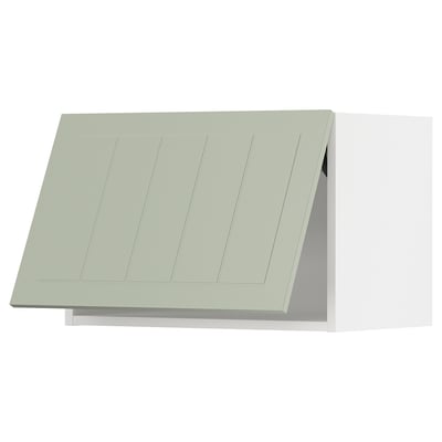 Green METOD kitchen cabinet with flat design, white background.