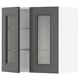 Dark grey cabinet display, METOD, glass shelves, square shape, modern/traditional design.