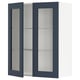 METOD kitchen cabinet with blue glass doors and white frame, square shape.