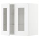 White METOD kitchen cabinet with glass door, modern and traditional style, adjustable shelves.