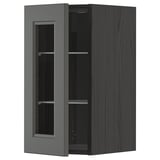 IKEA METOD grey cabinet with glass door, modern kitchen storage.