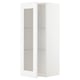 This image shows a white METOD kitchen cabinet with glass doors, featuring a sleek, rectangular design.