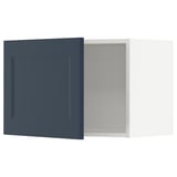 Blue METOD kitchen cabinet with white interior.