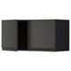 A modern black wall-mounted cabinet from ikeas METOD kitchen system, featuring sleek edges and a minimalist handle.