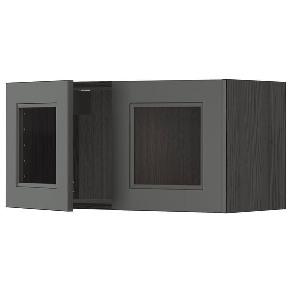 Kitchen cabinet: METOD with grey axstad glass doors, square design, modern look.