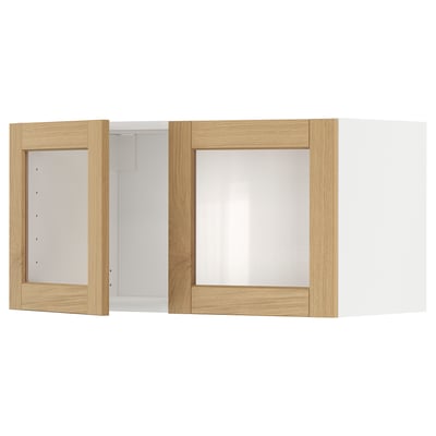 METOD wall kitchen cabinet with oak doors.