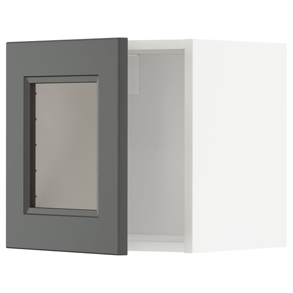 Modern grey glass cabinet door with metallic frame, from METOD kitchen system.