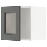 Modern grey glass cabinet door with metallic frame, from METOD kitchen system.