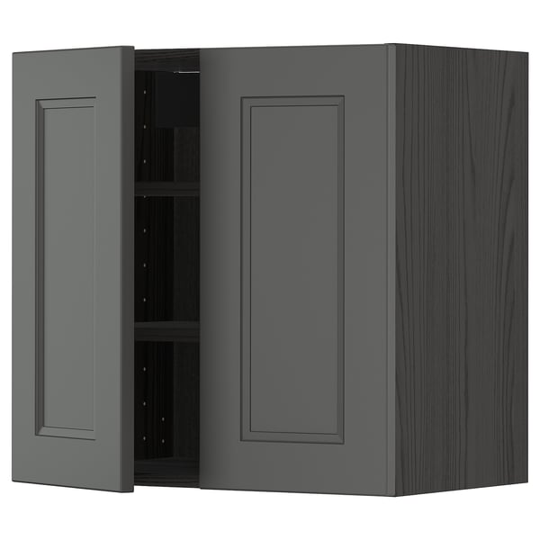 Dark grey METOD kitchen cabinet with adjustable shelf, modern design, wooden finish.