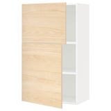 METOD light ash cabinets: 2-door wall unit in light ash pattern with 2 adjustable shelves, modern minimalist design.