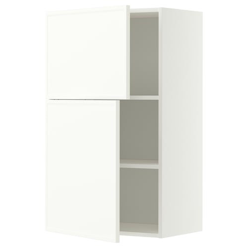 METOD Wall cabinet with shelves/2 doors, white/Aspudden matt white, 60x100 cm