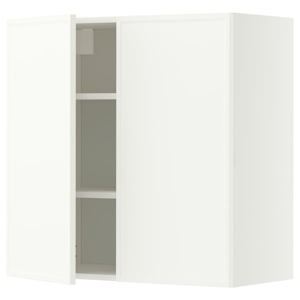 METOD Wall cabinet with shelves/2 doors, white/Aspudden matt white, 80x80 cm