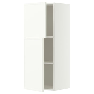 METOD Wall cabinet with shelves/2 doors, white/Aspudden matt white, 40x100 cm