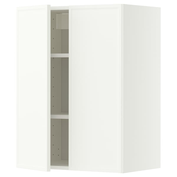 METOD Wall cabinet with shelves/2 doors, white/Aspudden matt white, 60x80 cm