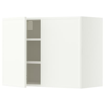 METOD Wall cabinet with shelves/2 doors, white/Aspudden matt white, 80x60 cm