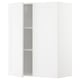 White METOD kitchen cabinet with one door open, revealing adjustable shelves. Modern design with a sturdy frame.