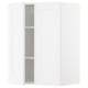 White METOD wall cabinet with shaker-style doors, adjustable shelves, and solid wood frame.