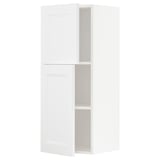 A white METOD kitchen cabinet with adjustable shelves and hinged doors, featuring a modern design.