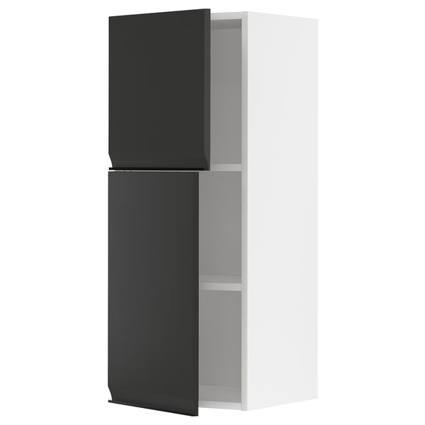 METOD kitchen cabinet, black, rectangular, minimalist design. Two doors, white frame.